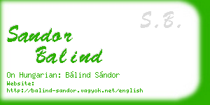 sandor balind business card