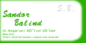 sandor balind business card